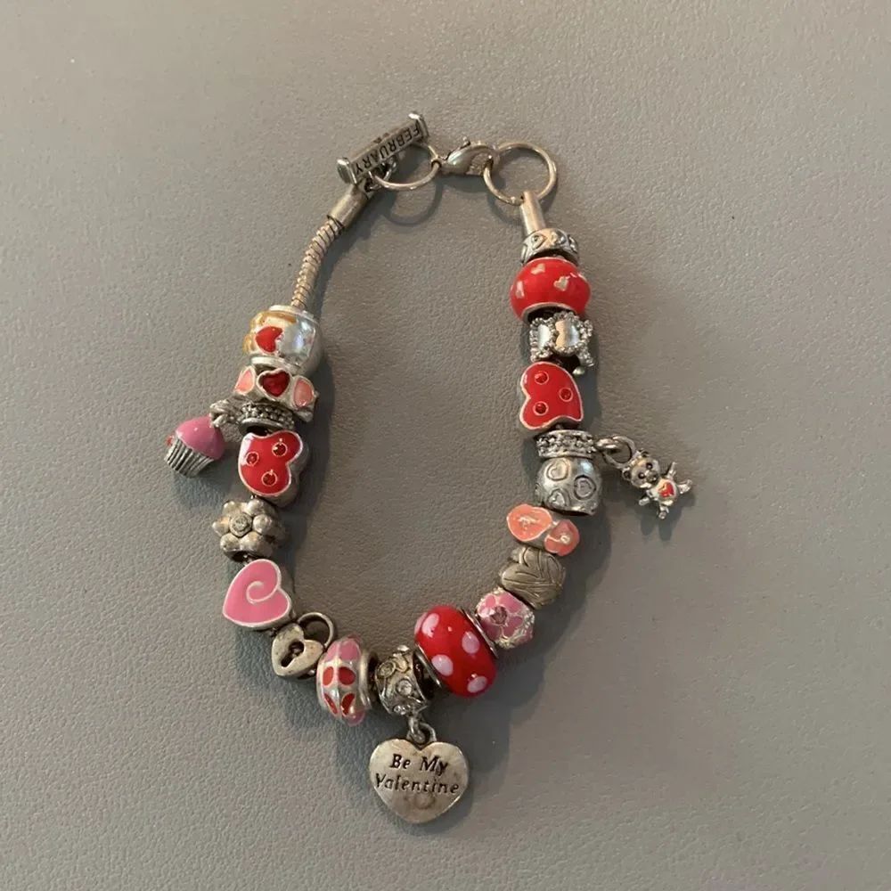 Vintage Valentines Heart Charm Bracelet